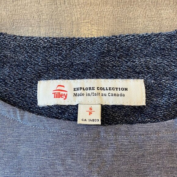 Tilley Explore Collection Sweater Top Womens Small 3/4 Length Sleeve Blue Gray - Picture 3 of 4